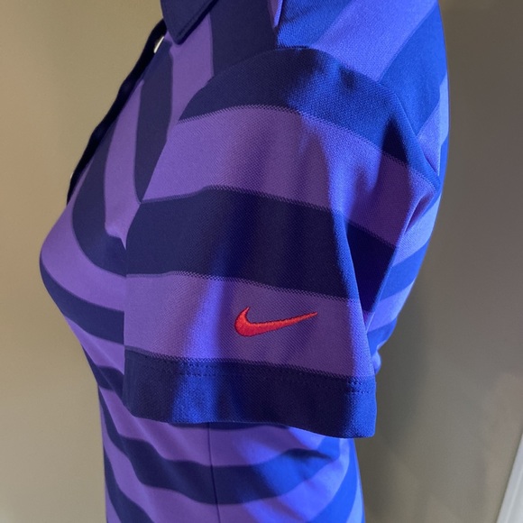Nike Golf Tour Performance Dri-Fit.  Purple on dark Blue with Pink logo. XS. EUC - Picture 3 of 8